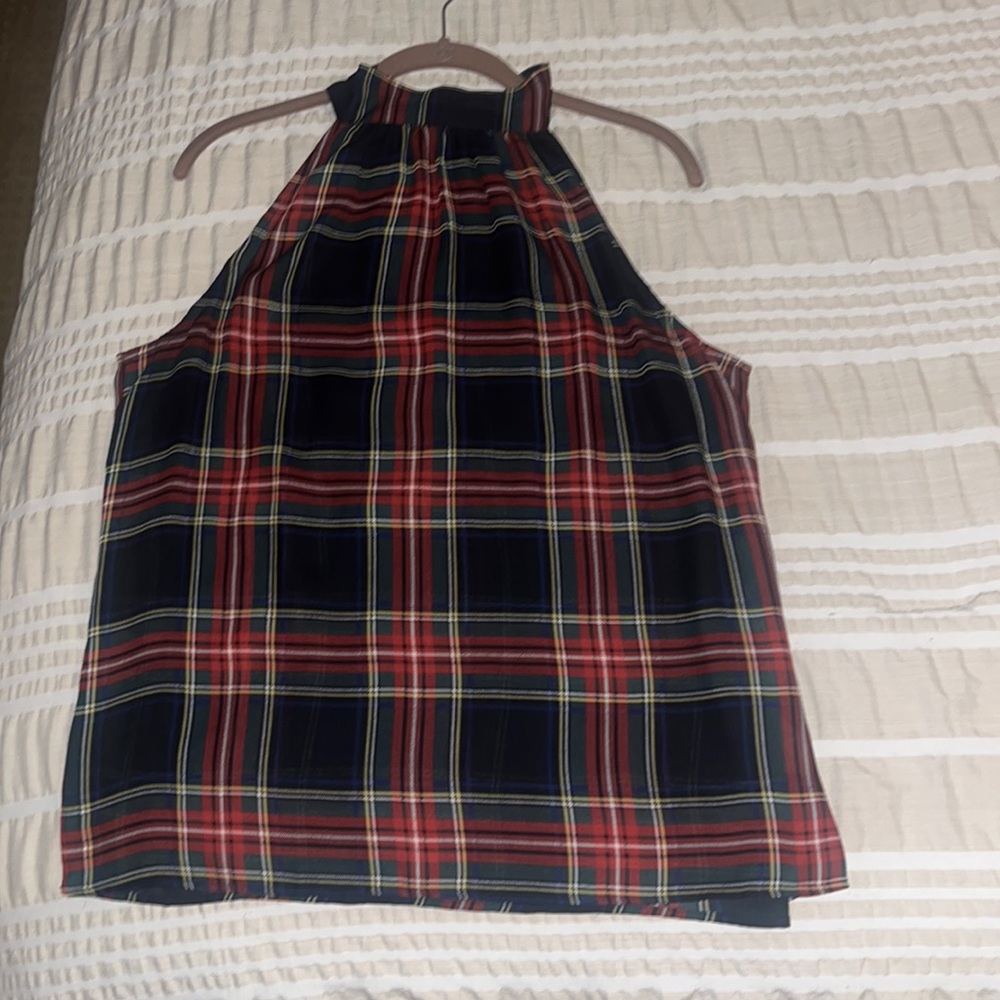 J. Crew Factory Plaid Halter Neck Tank in Navy, Red, Yellow